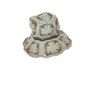 STEVE MADDEN Paper Woven Bucket Hat Hippie Boho Sun VTG-Like Grannycore One Size